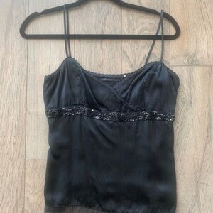 black satin camisole